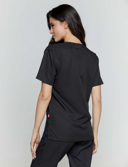 Unisex μπλούζα με λαιμό βε, από υγροαπωθητική και αντιμικροβιακή μικροφίμπρα, Velilla, Mito-535207, BLACK