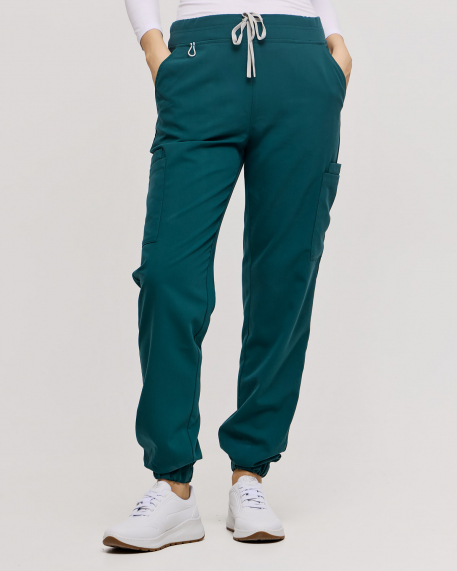 Παντελόνι stretch τύπου jogger με ελαστική ζώνη, Velilla, EASY - 533021S, JUNGLE GREEN