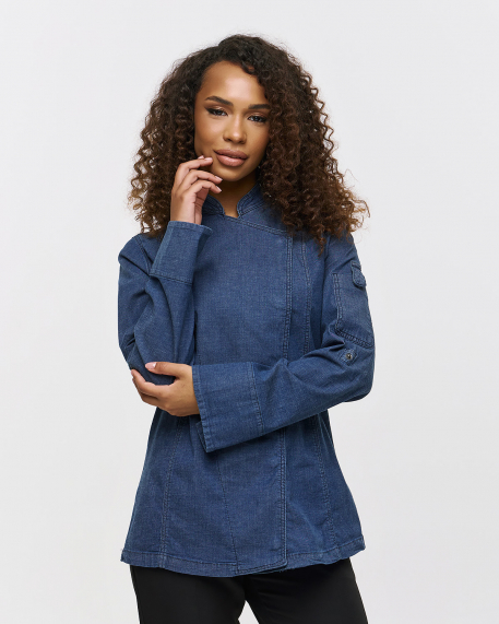 Γυναικείο σακάκι σεφ με μακρύ μανίκι, Velilla, 405212SW, DENIM