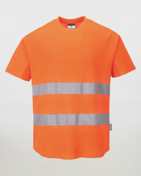T-shirt με κοντό μανίκι και ανακλαστικές ταινίες, Portwest, C394, ΠΟΡΤΟΚΑΛΙ