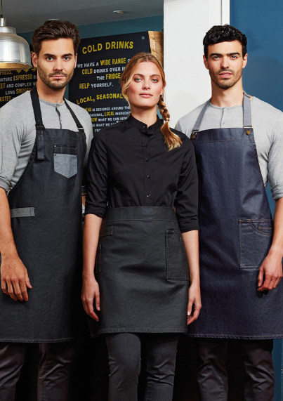 Κερωμένη ποδιά μέσης τζιν, Premier, DIVISION- PR135, BLACK/TAN