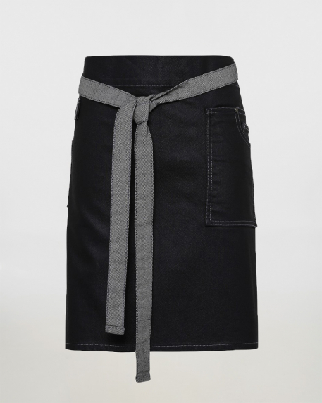 Κερωμένη ποδιά μέσης τζιν, Premier, DIVISION- PR135, BLACK DENIM