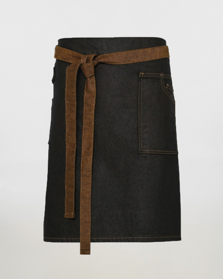 Κερωμένη ποδιά μέσης τζιν, Premier, DIVISION- PR135, BLACK/TAN