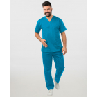 Unisex σετ (Scrub) μπλούζα με λαιμό βε και παντελόνι με ελαστική μέση και 3 τσέπες σε χρώμα μπλε του οινοπνεύματος,KENKO