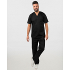 Unisex σετ (Scrub) μπλούζα με λαιμό βε και παντελόνι με ελαστική μέση και 3 τσέπες σε μαύρο χρώμα,KENKO