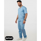 Unisex σετ (Scrub) μπλούζα με λαιμό βε και παντελόνι με ελαστική μέση και 3 τσέπες σε σιέλ χρώμα,KENKO