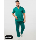 Unisex σετ (Scrub) μπλούζα με λαιμό βε και παντελόνι με ελαστική μέση και 3 τσέπες σε πράσινο χειρουργικό χρώμα,KENKO