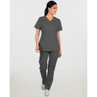 Γυναικείο σετ, (Scrub) μπλούζα με λαιμό βε και παντελόνι με ελαστική μέση και 3 τσέπες σε σκούρο γκρι χρώμα,MONDAI