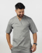 Unisex μπλούζα με λαιμό βε από σύμμικτη καμπαρντίνα, Newton-103.17, ΑΝΟΙΧΤΟ ΓΚΡΙ