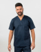 Unisex μπλούζα με λαιμό βε από σύμμικτη καμπαρντίνα, Newton-103.17, ΜΠΛΕ ΣΚΟΥΡΟ