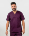 Unisex μπλούζα με λαιμό βε από σύμμικτη καμπαρντίνα, Newton-103.17, ΣΚΟΥΡΟ ΜΩΒ