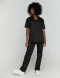 Unisex σετ, (Scrub) μπλούζα με λαιμό βε και παντελόνι από σύμμικτη soft touch ελαστική καμπαρντίνα, Velilla, KongFudji, BLACK