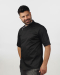 Μαγειρική μπλούζα με beltholder, διάτρητη πλάτη και κοντό μανίκι, DENNIS-1116.1.17, ΜΑΥΡΟ/ΛΕΥΚΟ