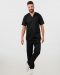 Unisex σετ, (Scrub) μπλούζα με λαιμό βε και παντελόνι με ελαστική μέση και 3 τσέπες, KANE., ΜΑΥΡΟ