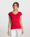 Γυναικείο t-shirt, με κοντό μανίκι και "βε" λαιμόκοψη, Sols, Moon-11388, RED