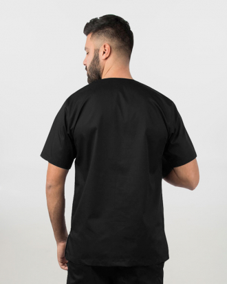 Unisex μπλούζα με λαιμό βε από σύμμικτη καμπαρντίνα, Newton-103.17, ΜΑΥΡΟ