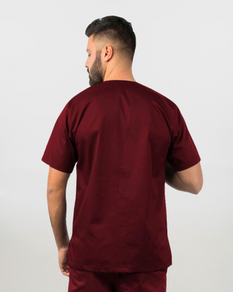 Unisex μπλούζα με λαιμό βε από σύμμικτη καμπαρντίνα, Newton-103.17, ΜΠΟΡΝΤΟ