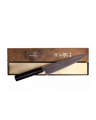 Μαχαίρι Santoku 16,5cm, με λαβή καστανιάς,Black Zen, Tojiro, FD-1567, ΜΑΥΡΟ
