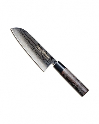 Μαχαίρι Santoku 16,5cm, από δαμασκηνό ατσάλι με λαβή καστανιάς, Shippu Black, Tojiro, FD-1597, ΜΑΥΡΟ