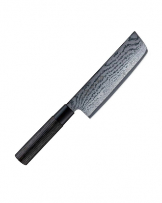 Μαχαίρι Nakiri 16,5cm από δαμασκηνό ατσάλι με λαβή καστανιάς, Shippu Black, Tojiro, FD-1598, ΜΑΥΡΟ