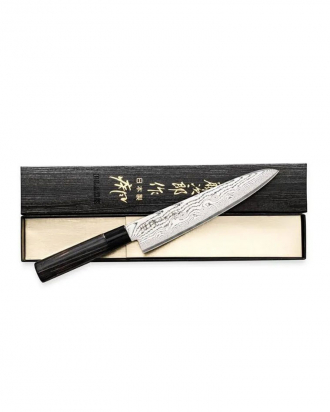 Μαχαίρι τεμαχισμού 21cm, από δαμασκηνό ατσάλι με λαβή καστανιάς, Shippu Black, Tojiro, FD-1599, ΜΑΥΡΟ
