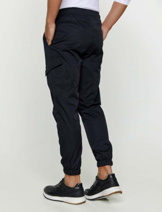 Παντελόνι τύπου Jogger,από σύμμικτη καμπαρντίνα, με ελαστική μέση, 4 τσέπες και ελαστικό τελείωμα στο μπατζάκι, YAKOMI-22TRU2, ΜΑΥΡΟ