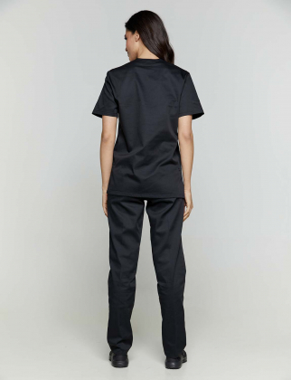 Unisex σετ, (Scrub) μπλούζα με λαιμό βε και παντελόνι με ελαστική μέση και τσέπη πίσω, Velilla,  CamiNera, BLACK