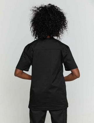 Unisex stretch μπλούζα με λαιμό βε, από σύμμικτη soft touch ελαστική καμπαρντίνα, Velilla, Kong-535206S, BLACK