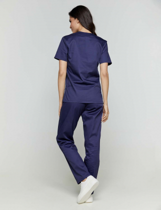 Unisex σετ, (Scrub) μπλούζα με λαιμό βε και παντελόνι με ελαστική μέση και τσέπη πίσω, Velilla,  CamiNera, MARINE BLUE