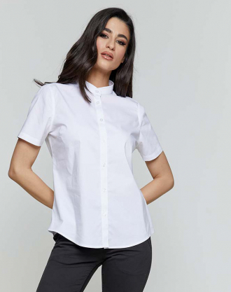 Γυναικείο ΜΑΟ stretch πουκάμισο κοντό μανίκι Velilla, Malla-405014S, WHITE