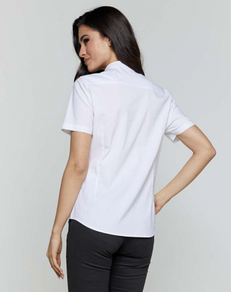 Γυναικείο ΜΑΟ stretch πουκάμισο κοντό μανίκι Velilla, Malla-405014S, WHITE