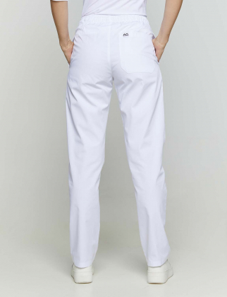 Unisex παντελόνι από σύμμικτη καμπαρντίνα 170gr/m², με ελαστική μέση και 3 τσέπες, BRAVE-322.17, ΛΕΥΚΟ