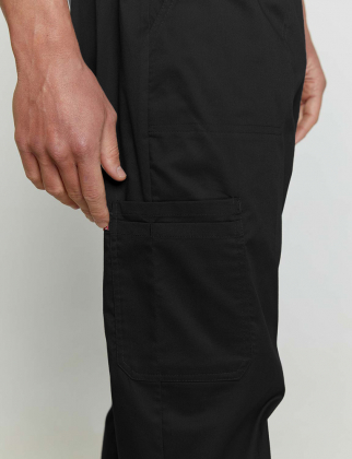 Unisex stretch παντελόνι, με ελαστική μέση και 3 τσέπες, από σύμμικτη soft touch ελαστική καμπαρντίνα, Velilla, Fudji-533006S, BLACK