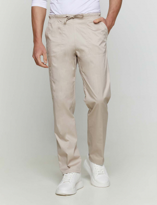 Unisex stretch παντελόνι, με ελαστική μέση και 3 τσέπες, από σύμμικτη soft touch ελαστική καμπαρντίνα, Velilla, Fudji-533006S, LIGHT BEIGE