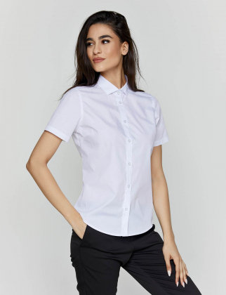 Γυναικείο κοντομάνικο πουκάμισο, με ιταλικό γιακά, Vellila, Ingoa-405010, WHITE