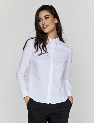 Γυναικείο μακρυμάνικο πουκάμισο, με ιταλικό γιακά, Velilla, Iruma-405011, WHITE