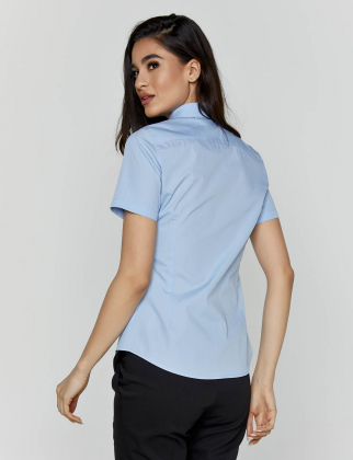 Γυναικείο κοντομάνικο πουκάμισο, με ιταλικό γιακά, Vellila, Ingoa-405010, SKY BLUE
