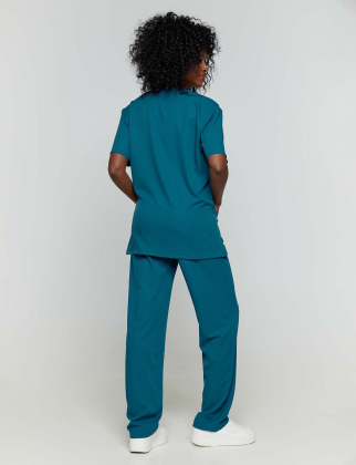 Unisex σετ, (Scrub) μπλούζα με λαιμό βε και παντελόνι με υγροαπωθητική και αντιμικροβιακή μικροφίμπρα, Velilla, MitoMista, OCEAN BLUE