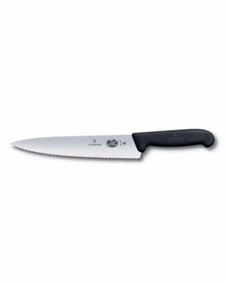 Μαχαίρι σεφ 19cm οδοντωτό, λαβή Fibrox, Victorinox, 5.2033.19, ΜΑΥΡΟ