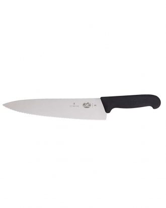 Μαχαίρι σεφ 25cm. μισό οδοντωτό, λαβή Fibrox, Victorinox 5.2033.25, ΜΑΥΡΟ