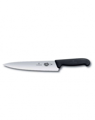 Μαχαίρι σεφ 22cm οδοντωτό, λαβή Fibrox,Victorinox, 5.2033.22, ΜΑΥΡΟ