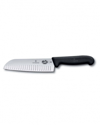 Μαχαίρι Santoku 17cm με αυλακώσεις, λαβή Fibrox, Victorinox 5.2523.17, ΜΑΥΡΟ