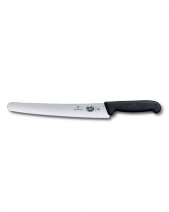Μαχαίρι τεμαχισμού-ζαχαροπλαστικής 26cm οδοντωτό, λαβή Fibrox, Victorinox 5.2933.26, ΜΑΥΡΟ