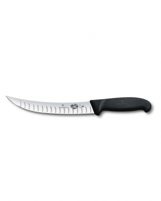 Μαχαίρι σφαγής με καμπύλη στενή λάμα και αυλακώσεις 20cm λαβή Fibrox, Victorinox 5.7223.20, ΜΑΥΡΟ
