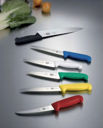 Μαχαίρι φιλεταρίσματος με εύκαμπτη λάμα 18cm, λαβή Fibrox Victorinox, 5.3703.18, ΜΑΥΡΟ