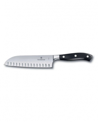 Μαχαίρι Santoku με αυλακώσεις μονοκόμματο 17cm σε ειδική συσκευασία δώρου Grand Maitre,Victorinox, 7.7323.17G, ΜΑΥΡΟ