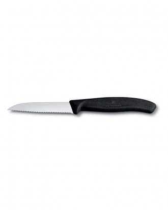 Μαχαίρι κουζίνας 8cm ίσιο, οδοντωτό, μαύρη λαβή Swiss Classic, Victorinox, 6.7433, ΜΑΥΡΟ