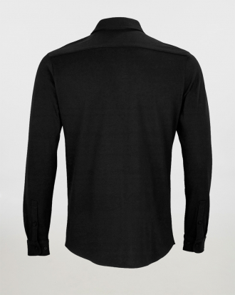 Ανδρικό πικέ μακρυμάνικο πουκάμισο, Neoblu, Basile Men-03777, DEEP BLACK