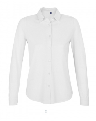 Γυναικείο πικέ μακρυμάνικο πουκάμισο, Neoblu, Basile Women-03791, WHITE OPTIC