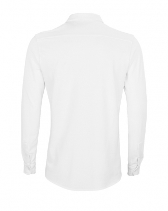 Ανδρικό πικέ μακρυμάνικο πουκάμισο, Neoblu, Basile Men-03777, WHITE OPTIC